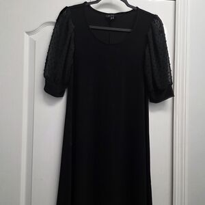 MSK Black Dress with Sheer Textured Sleeves